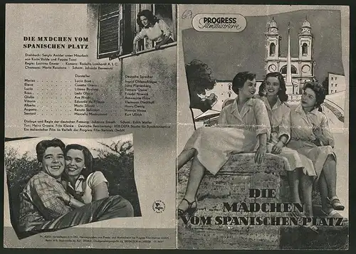 Filmprogramm PFI Nr. 80 /54, Das Mädchen vom Spanischen Platz, Lucia Bosé, Cosetta Greco, Regie: Luciano Emmer