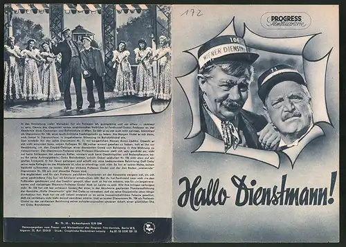 Filmprogramm PFI Nr. 75 /55, Hallo Dienstmann!, Hans Moser, Paul Hörbiger, Regie: Franz Antel