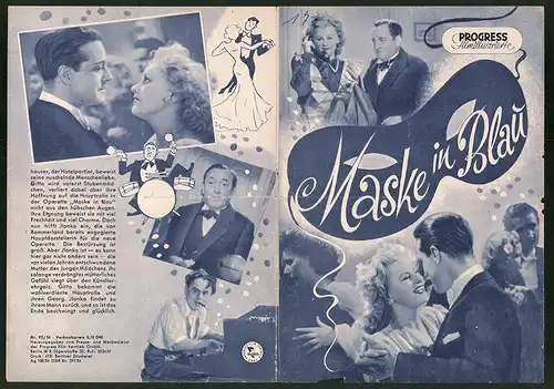 Filmprogramm PFI Nr. 90 /54, Maske in Blau, Clara Tabody, Wolf Albach-Retty, Regie: Paul Martin