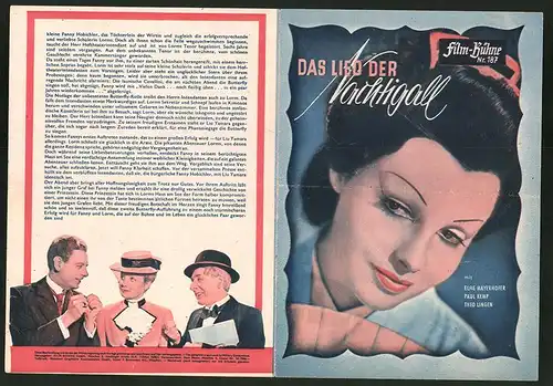 Filmprogramm Film-Bühne Nr. 187, Das Lied der Nachtigall, Elfie Mayerhofer, Paul Kemp, Regie: Theo Lingen