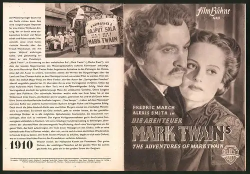 Filmprogramm Filmbühne Nr. 5, Die Abenteuer Mark Twains, Fredric March, Alexis Smith, Regie: Irving Rapper