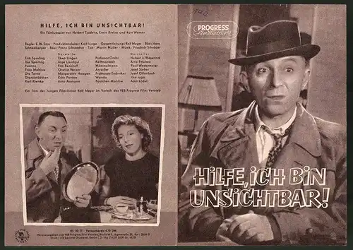 Filmprogramm PFI Nr. 50 /57, Hilfe, ich bin unsichtbar!, Theo Lingen, Inge Landgut, Regie: E. W. Emo