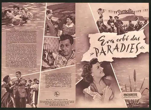 Filmprogramm PFI Nr. 74 /54, Eva erbt das Paradies, Maria Andergast, Annie Rosar, Regie: Franz Antel