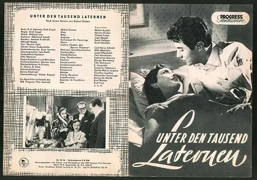 Filmprogramm PFI Nr. 74 /56, Unter den tausend Laternen, Michel Auclair, Hanna Rucker, Regie: R. A. Stemmle