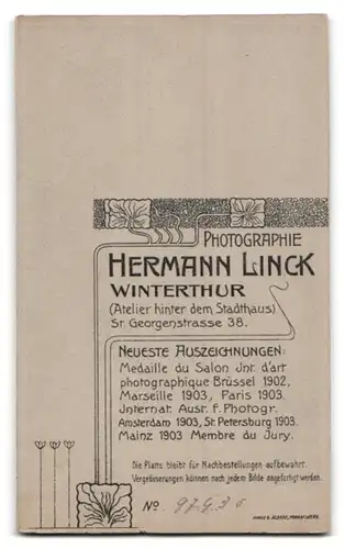 Fotografie Hermann Linck, Winterthur, St. Georgenstrasse 38, Portrait eleganter Herr mit Oberlippenbart