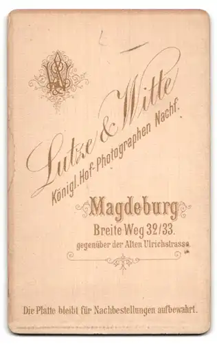 Fotografie Lutze & Witte, Magdeburg, Breite Weg 32-33, Portrait bürgerliche Dame mit Hochsteckfrisur