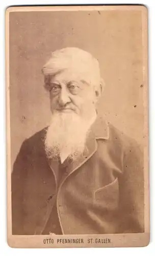 Fotografie Otto Pfenninger, St. Gallen, Portrait älterer Herr im Anzug mit Bart
