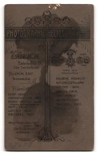 Fotografie Atelier Helios, Zürich, Bahnhofstrasse 110, Herr im Anzug