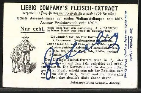 Sammelbild Liebig, Liebig Company`s Fleisch-Extract u.- Pepton, Von Zeit zu Zeit seh` ich den Alten gern. Goethe