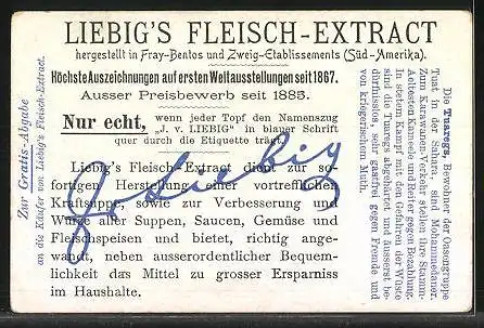 Sammelbild Liebig, Liebig`s Fleisch-Extract, Sudan, Nomadenvölker, Tuareg auf dem Marsche