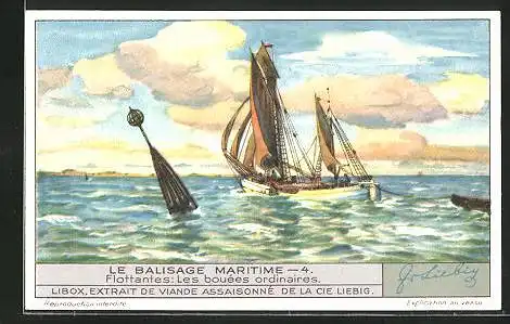 Sammelbild Liebig, Le Balisage Maritime, Flottantes: Les bouées ordinaires