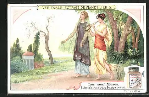 Sammelbild Liebig, Les neuf Muses, Polymnie & Euterpe