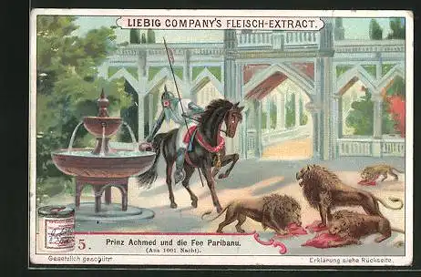 Sammelbild Liebig, Prinz Achmed und die Fee Paribanu (1001 Nacht)
