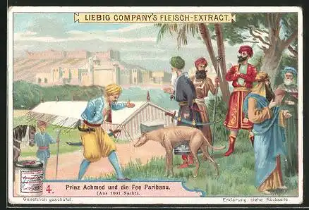 Sammelbild Liebig, Prinz Achmed und die Fee Paribanu (1001 Nacht)
