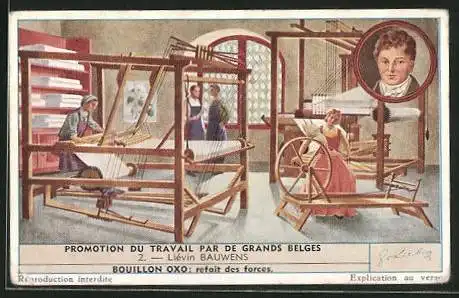 Sammelbild Liebig, Promotion du Travail par de grands Belges, Liévin Bauwens