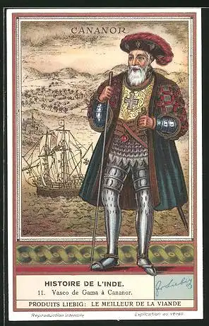 Sammelbild Liebig, Geschichte Indiens, Vasco da Gama in Cananor
