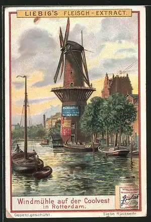 Sammelbild Liebig, Windmühle auf der Coolvest in Rotterdam