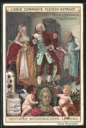 Sammelbild Liebig, Deutsche Bühnendichter, Lessing, Minna v. Barnhelm