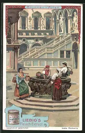 Sammelbild Liebig, Brunnen-Arten, Steinerner Brunnen