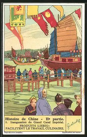 Sammelbild Liebig, Histoire de Chine, IIe partie, Inauguration du Grand Canal Impérial