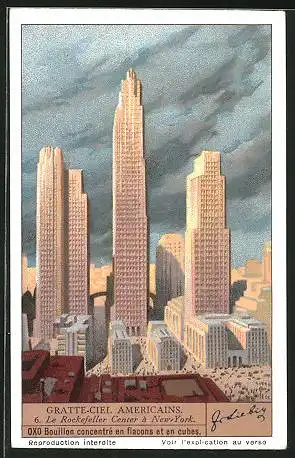 Sammelbild Liebig, New-York, Gratte-Ciel Americains, Le Rockefeller Center