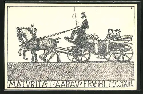 AK Aarau, Maturitaet 1913, Absolventen in einer Kutsche, Absolvia