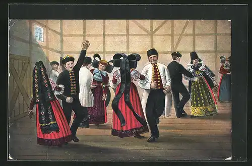 AK Achttouriger Tanz, Tracht Schaumburg-Lippe