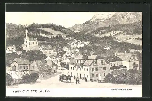 Künstler-AK Prein a. d. Rax, Hotel Eggl, Ortspartie