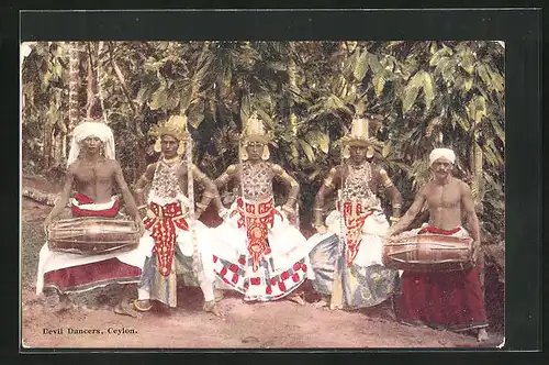 AK Ceylon, Devil Dancers, Teufelstänzer