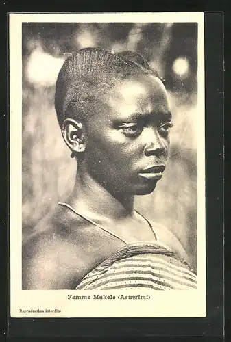 AK Femme Makele (Aruwimi), Afrikanerin mit spezieller Haartracht