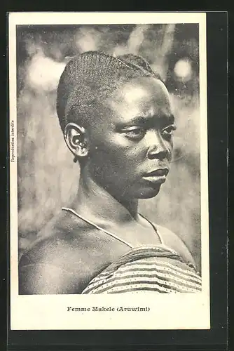 AK Femme Makele (Aruwimi), Dame mit traditioneller Frisur