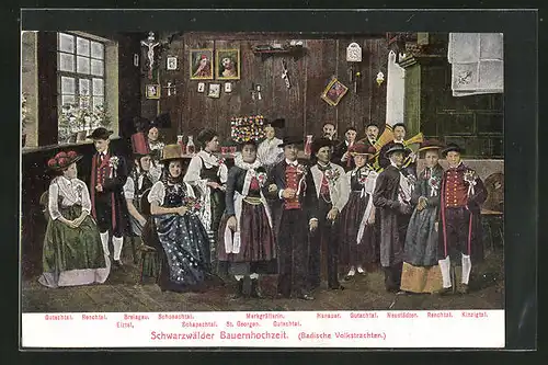 AK Schwarzwälder Bauernhochzeit, Badische Volkstracht