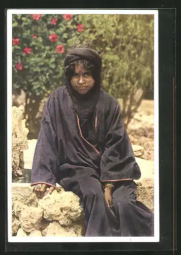 AK A Bedouin girl near Capernaum, arabisches Beduinenmädchen