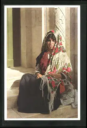 AK Paysanne arabe des environs de Jérusalem, arabisches Mädchen mit Kopftuch