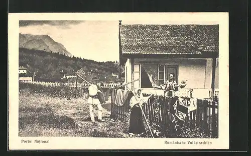 AK Rumänische Bauern vor Landhaus
