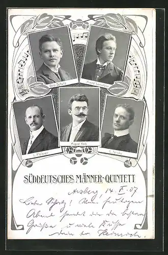AK Süddeutsches Männer-Quintett, Otto Schulz, Arnold Langefeldr, August Kolb