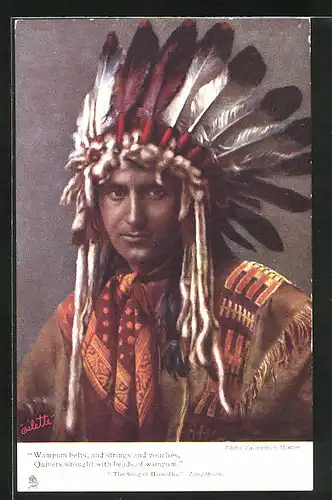 AK Porträtbild vom Hiawatha Häuptling