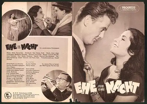 Filmprogramm PFI Nr. 44 /57, Ehe für eine Nacht, Gustav Fröhlich, Adrian Hoven, Regie: Victor Tourjansky
