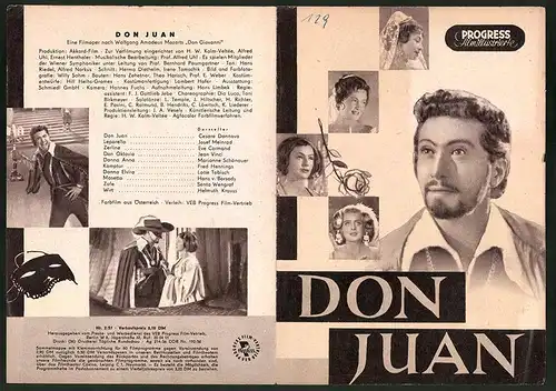 Filmprogramm PFI Nr. 2 /57, Don Juan, Cesare Dannova, Josef Meinrad, Regie: H. W. Kolm-Veltée