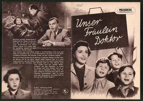 Filmprogramm PFI Nr. 83 /54, Unser Fräulein Doktor, Jenny Jugo, Albert Matterstock, Regie: Erich Engel