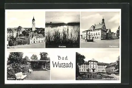AK Bad Wurzach, Moorbäder, Riedsee, Rathaus, Kurpark, Salvator-Colleg