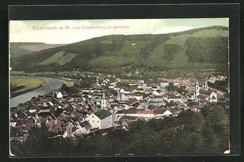 AK Eberbach a.N., Ortsansicht vom Scheuerberg aus gesehen