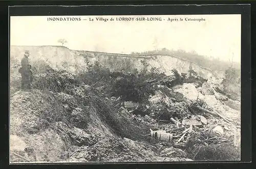 AK Inondations - Le Village de Lorroy-sur-Loing, Après la Catastrophe, Hochwasser