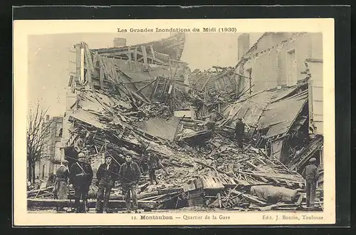 AK Inondations du Midi 1930, Montauban - Quartier de la Gare, Hochwasser