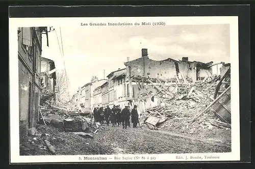 AK Inondations du Midi 1930, Montauban - Rue Sapiac, Hochwasser