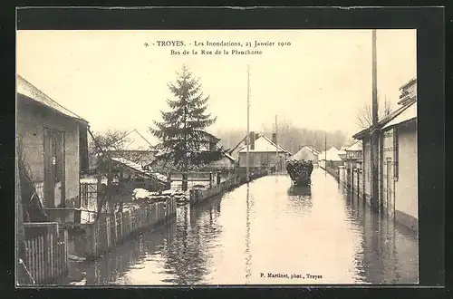 AK Inondations Janvier 1910, Troyes - Bas de la Rue de la Planchotte, Hochwasser