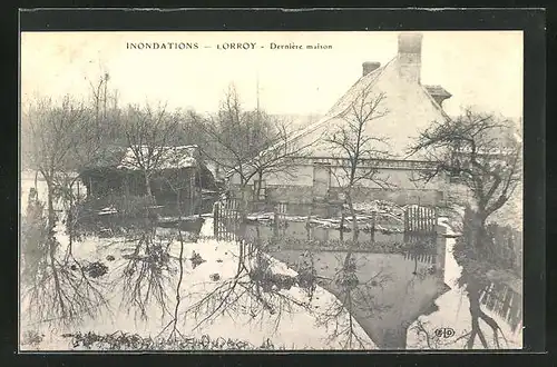 AK Inondations, Lorroy - Dernière maison, Hochwasser