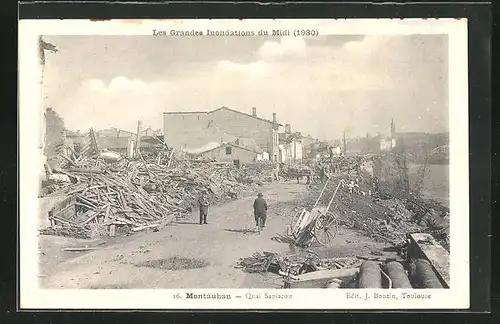 AK Inondations du Midi 1930, Montauban - Quai Sapiacou, Hochwasser
