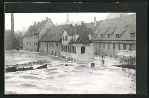 AK Nürnberg, Hochwasser-Katastrophe am 5. Februar 1909 - Agnesbrücke und Wildbad
