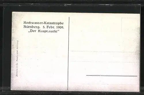 AK Nürnberg, Hochwasser-Katastrophe am 5. Februar 1909 - Der Hauptmarkt